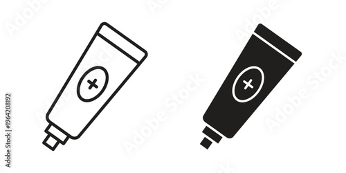 Ointment icon clipart symbol isolated on white background. Flat and stroke designs.