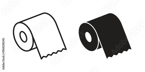 Paper roll icon clipart symbol isolated on white background. Flat and stroke designs.