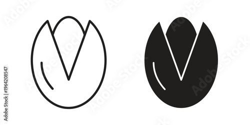 Pistachio icon clipart symbol isolated on white background. Flat and stroke designs.