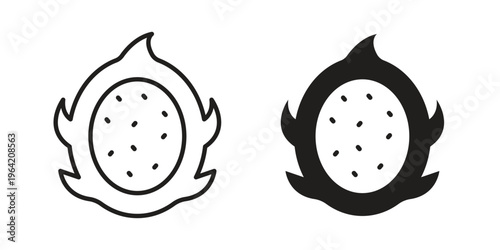 Pitaya icon clipart symbol isolated on white background. Flat and stroke designs.