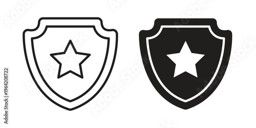 Police badge icon clipart symbol isolated on white background. Flat and stroke designs.
