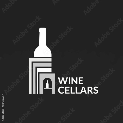 This sophisticated logo features a wine bottle and cellar design, perfect for a wine storage business, appealing to connoisseurs with a taste for quality and elegance.