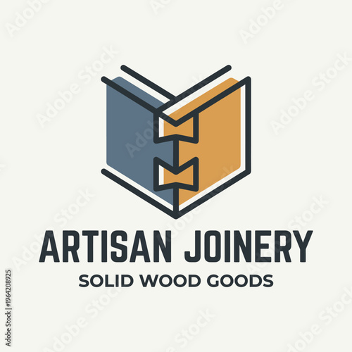 A creatively designed logo representing artisan joinery and solid wood goods, showcasing craftsmanship and the beauty of natural materials in woodworking.