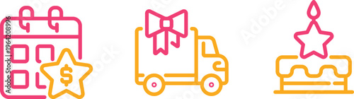 Iconic representations of planning, delivery, and celebration