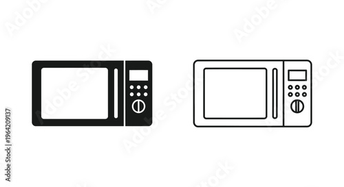Microwave oven line icon set Vector