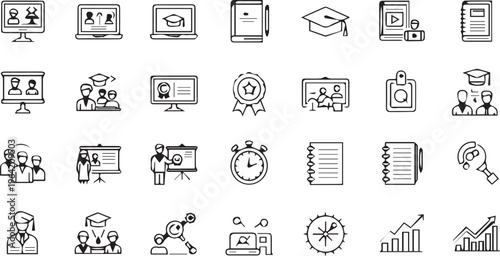 Hand Drawn Education and Online Learning Vector Icon Set
