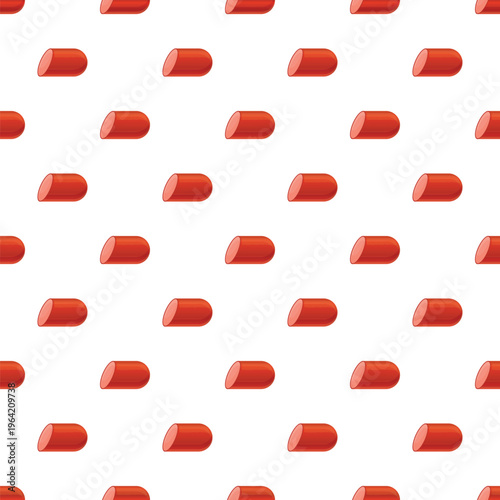 Sliced sausage forming a repeating seamless pattern on a white background