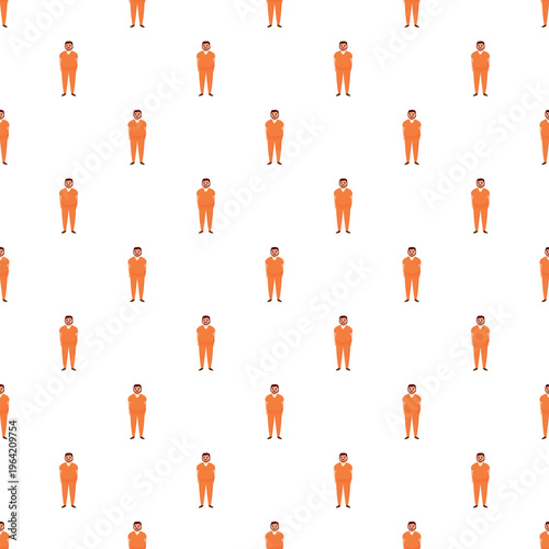 Seamless pattern featuring a repeating illustration of an inmate wearing an orange jumpsuit