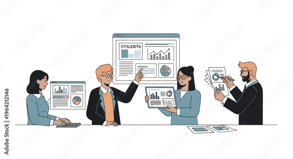 Foto Business people analyzing data and statistics in a meeting