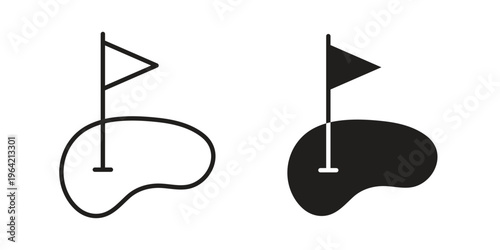 Golf yard icon silhouette. Editable stroke. Line vector illustration design