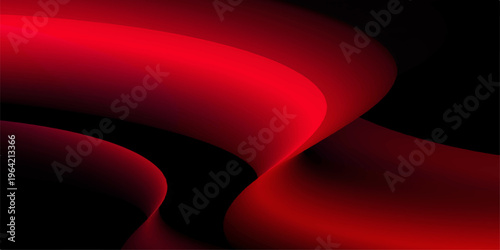Red and black abstract background with flowing wave lines and digital motion curves in a fiery orange light design illustration for a modern wallpaper vector backdrop