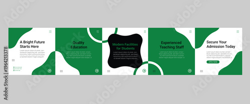 School Admission and Quality Education Social Media Carousel - Green Botanical Style Template