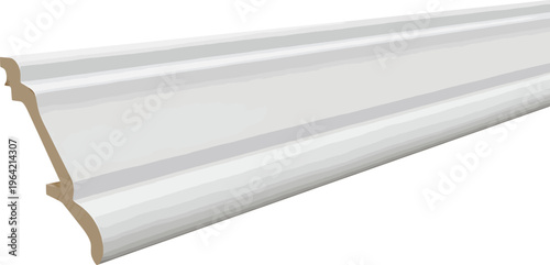 White Moulding Trim on Isolated White Background
