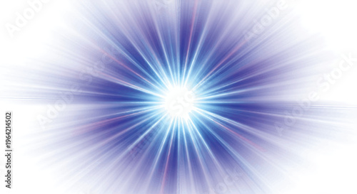 Blue Light Burst on White Background