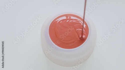 Top View Coral Cream Blush In White Jar On Minimal White Background Beauty Skincare Product