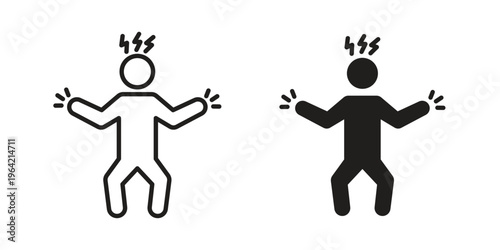Irritated human icon silhouette. Editable stroke. Line vector illustration design