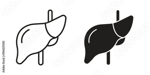 Liver icon silhouette. Editable stroke. Line vector illustration design