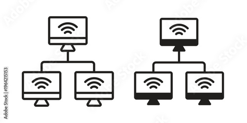 Local network icon silhouette. Editable stroke. Line vector illustration design