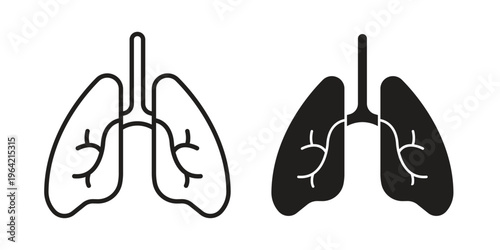 Lungs icon silhouette. Editable stroke. Line vector illustration design