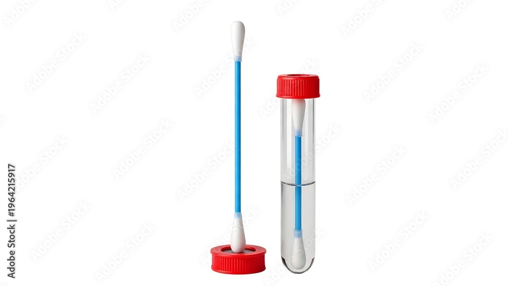 Fototapeta premium A medical swab and test tube on transparent background for laboratory use