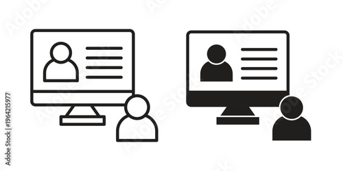 Online course icon silhouette. Editable stroke. Line vector illustration design