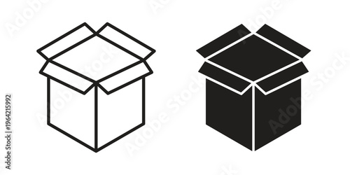 Open box icon silhouette. Editable stroke. Line vector illustration design