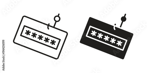 Password phishing icon silhouette. Editable stroke. Line vector illustration design