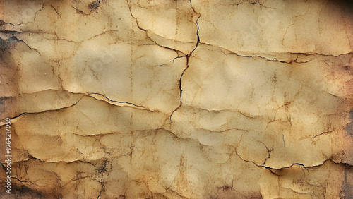 Rustic Grunge Wall Texture in Brown Earthy Tones. Vintage Wall Background with Peeling Layers and Cracks