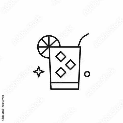 iced cocktail drink icon sign vector