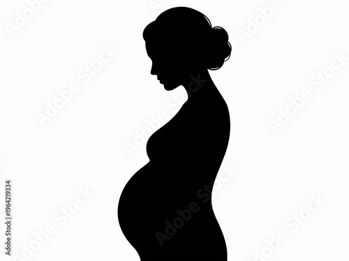 Pregnant woman profile silhouette showing beautiful maternity belly concept for healthy pregnancy and motherhood vector