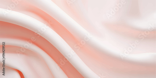 Soft pink silk fabric features delicate white lace trim. Luxury silk material with smooth texture, romantic design. Elegant textile ideal for fashion apparel lingerie creation. Close-up view conveys