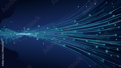 Abstract explosion of light streaks emanating from a dark void