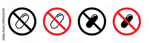 No drugs sign set. vector illustration