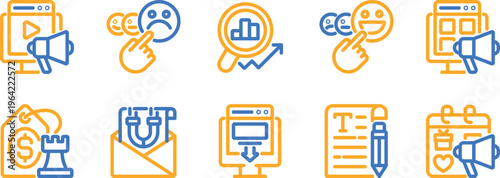 A collection of icons representing various digital and communication concepts