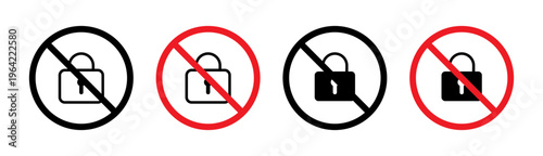 No lock sign set. vector illustration