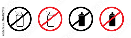 No spray can allowed sign set. vector illustration