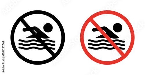 No swimming sign set. vector illustration