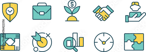 Illustrative icons representing various business and productivity concepts