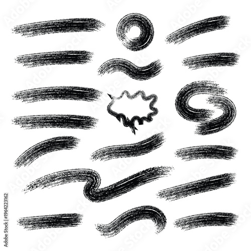 Collection of various black squiggles and scribbles on a white background