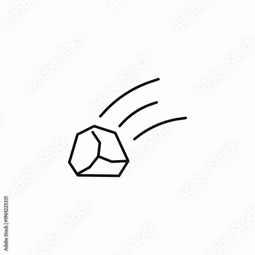 flying tumbling rock icon sign vector