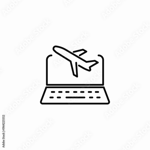 laptop booking flight icon sign vector