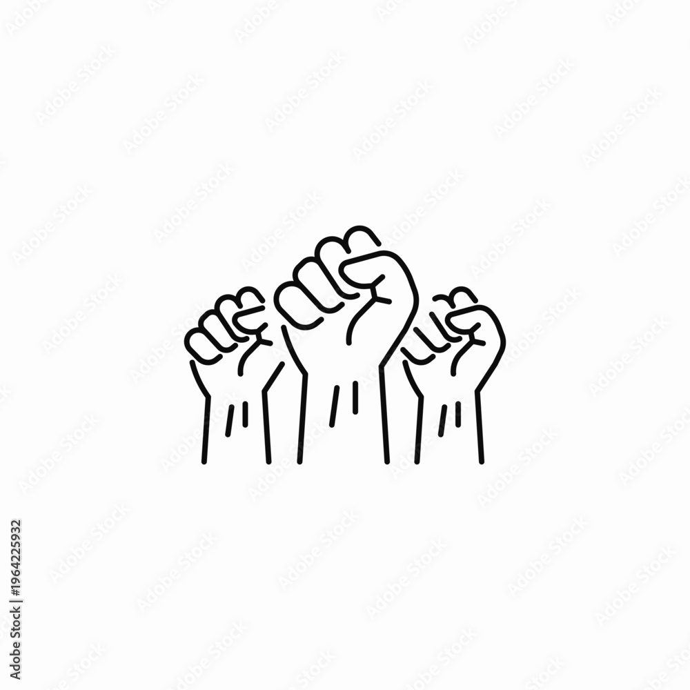 Fototapeta premium raised fists protest icon sign vector