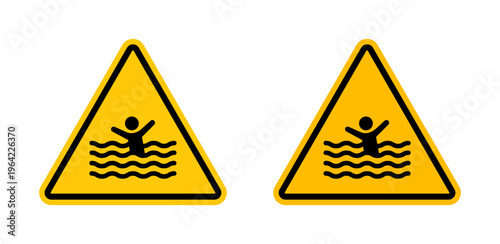 Risk of drowning warning signs set. vector illustration