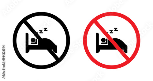 Sleepover ban signs set. vector illustration