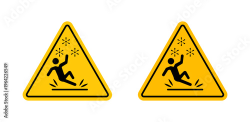 Slippery ice signs set. vector illustration