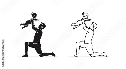 Father and child playful happy moments Vector