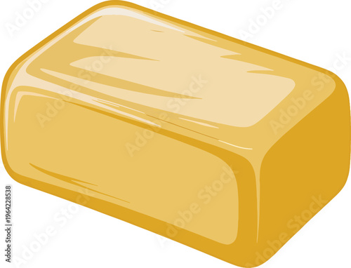 Glossy Yellow Butter or Caramel Bar Sweet Dessert Ingredient Flat
