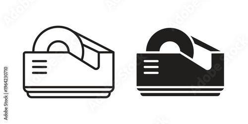 Tape dispenser icon symbols, Solid black and editable stroke icons