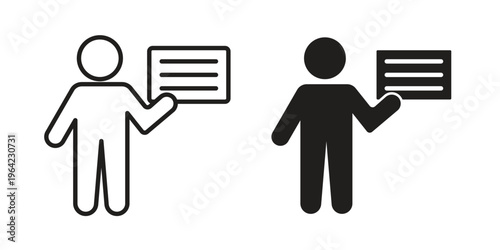 Teaching icon symbols, Solid black and editable stroke icons