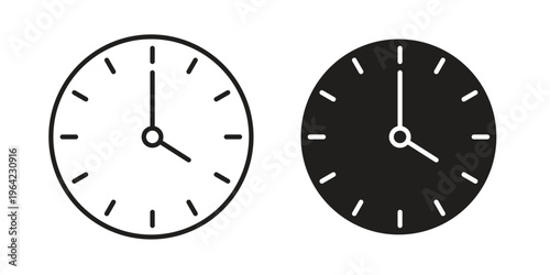 Time icon symbols, Solid black and editable stroke icons